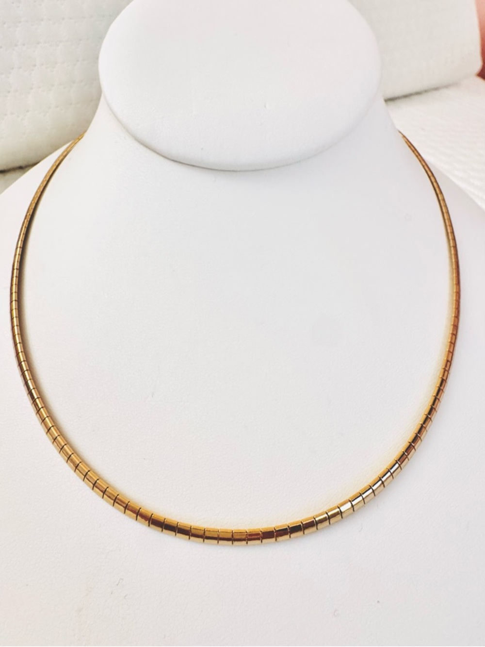 4mm Titanium Steel Omega Chain Gold-Plated Necklace Hypoallergenic 17” Choker